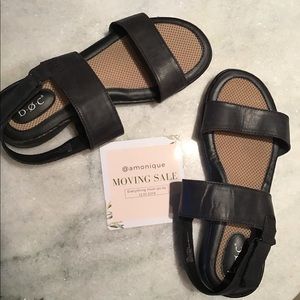 black comfy sandals